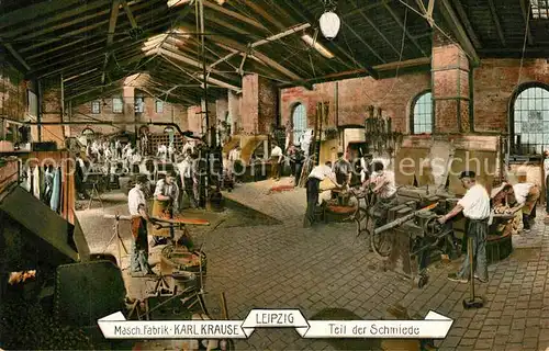 AK / Ansichtskarte Buchdruck Maschinenfabrik Karl Krause Leipzig Schmiede  