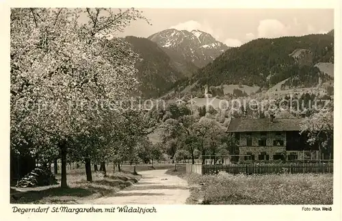 AK / Ansichtskarte St_Margarethen_Degerndorf Panorama Baumbluete mit Wildalpjoch Bayerische Alpen 