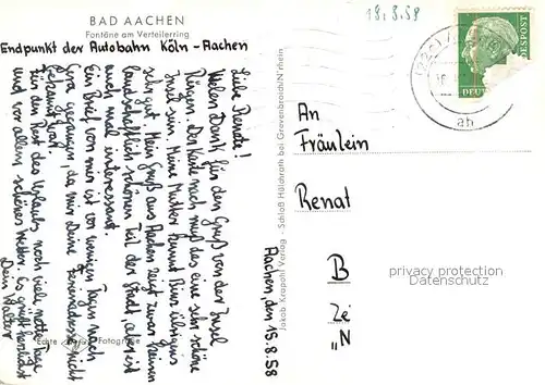 AK / Ansichtskarte Bad_Aachen Fontaene am Verteilerring Bad_Aachen