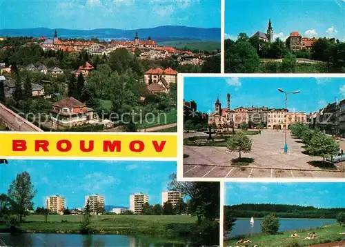 AK / Ansichtskarte Broumov_Boehmen Celkovy pohled Bytova vystavba Gymnasium Mirove namesti Rybnik Stegl Broumov Boehmen