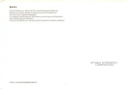 AK / Ansichtskarte Berlin Schloss Bellevue Berliner Sitz des Bundespraesidenten Statue Denkmal Berlin