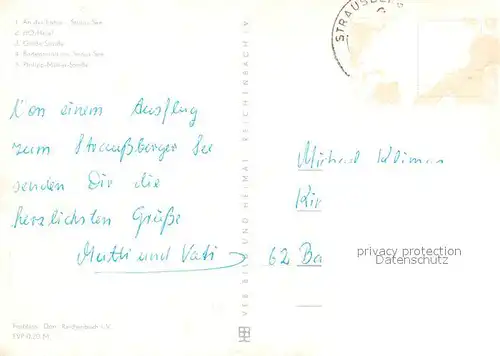 AK / Ansichtskarte Strausberg_Brandenburg Faehre Strausssee HO Hotel Grosse Strasse Badeanstalt Philipp Mueller Strasse Strausberg Brandenburg