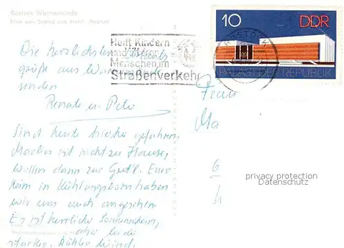 AK / Ansichtskarte Warnemuende_Ostseebad Blick vom Strand zum Hotel Neptun Warnemuende_Ostseebad