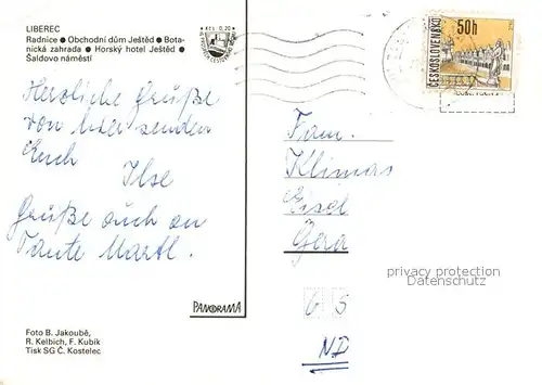 AK / Ansichtskarte Liberec Radnice Obchodni dum Jested Botanicka zahrada Horsky hotel Jested Saldovo namesti Liberec