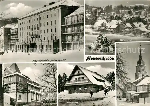 AK / Ansichtskarte Friedrichroda FDGB Ferienheim Walter Ulbricht Spiessberghaus Heuberghaus Kirche Friedrichroda