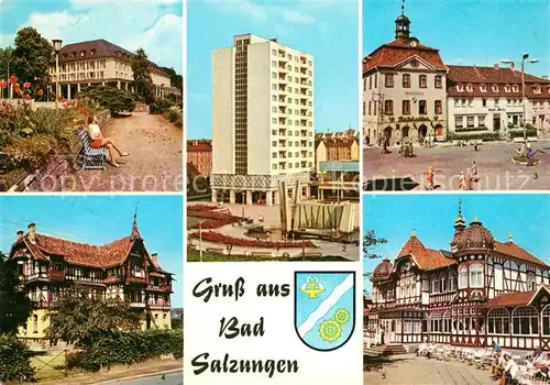 AK / Ansichtskarte Bad_Salzungen Kurhaus Hochhaus am Leninplatz Am Markt Kindersanatorium Charlottenhall Gradierwerk Bad_Salzungen