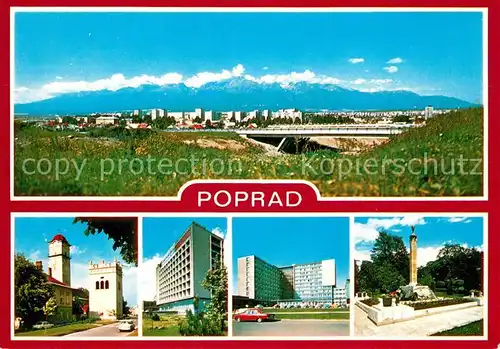 AK / Ansichtskarte Poprad Celkovy pohlad Renesancna zvonica Hotel Gerlach Nemocnica Ponmik Cervenej armady Poprad