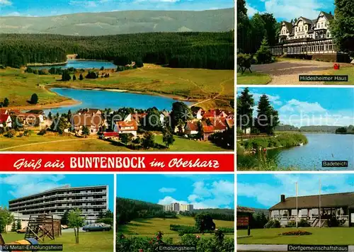 AK / Ansichtskarte Buntenbock Panorama Hildesheimer Haus Badeteich IG Metall Erholungsheim Dorfgemeinschaftshaus Buntenbock