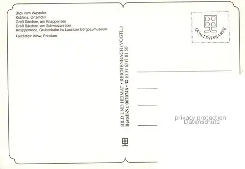 AK / Ansichtskarte Koblenz_Lohsa Westufer Ortsmotiv Gross Saerchen am Knappensee und Schwarzwasser Knappenrode Grubenbahn im Lausitzer Bergbaumuseum Koblenz_Lohsa