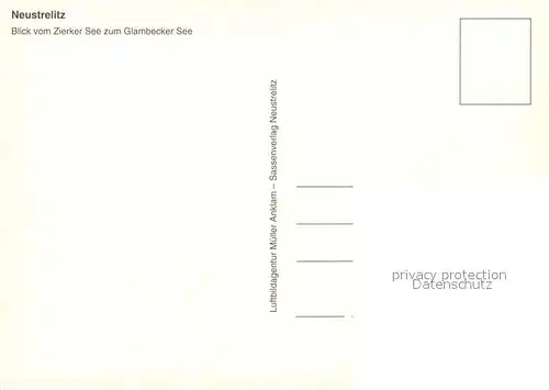 AK / Ansichtskarte Neustrelitz Fliegeraufnahme mit Zierker See und Glambecker See Neustrelitz