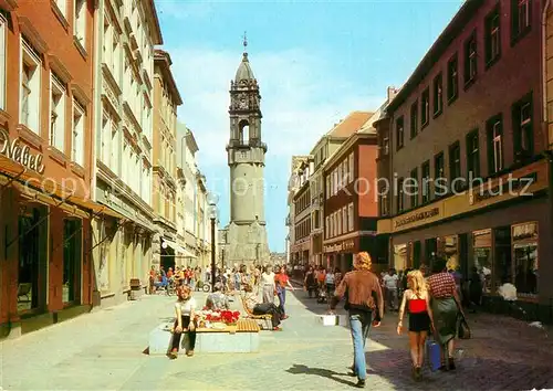 AK / Ansichtskarte Bautzen Reichenstrasse mit Reichenturm Fussgaengerzone Bautzen