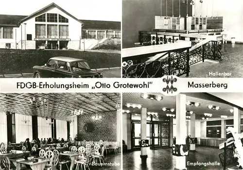 AK / Ansichtskarte Masserberg FDGB Erholungsheim Otto Grotewohl Hallenbar Empfangshalle Bauernstube Masserberg