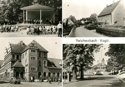 AK / Ansichtskarte Reichenbach_Vogtland Musikpavillon Stadtpark Goeltzschtalblick Post Bahnhofstrasse Reichenbach_Vogtland