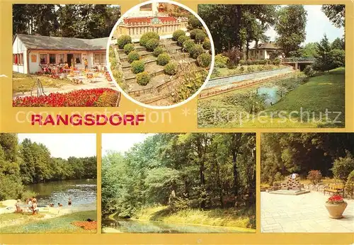 AK / Ansichtskarte Rangsdorf Eiscafe Schloss Sanssoucie in Miniatur OT Klein Venedig Nymphensee Krumme Lanke Ernst Thaelmann Platz Rangsdorf