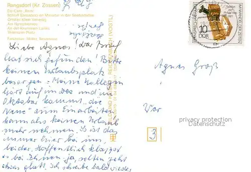 AK / Ansichtskarte Rangsdorf Eiscafe Schloss Sanssoucie in Miniatur OT Klein Venedig Nymphensee Krumme Lanke Ernst Thaelmann Platz Rangsdorf