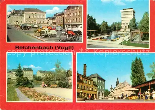 AK / Ansichtskarte Reichenbach_Vogtland Markt Wasserturm Park des Friedens Bahnhofstrasse Ecke Rossplatz Reichenbach_Vogtland