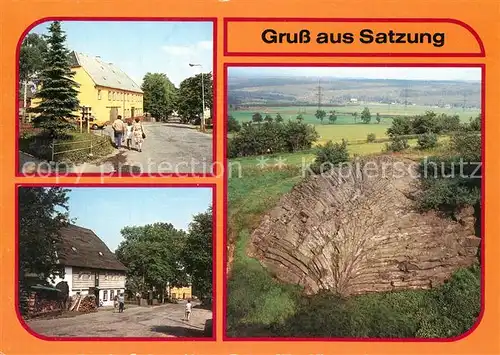 AK / Ansichtskarte Satzung Uhligs Gasthof Dorfstrasse Basaltfaecher Natur Felsen Satzung