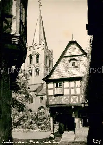 AK / Ansichtskarte Bacharach_Rhein Alte Post Fachwerkhaus Kirche Einzelhandabzug Bacharach Rhein