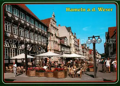 AK / Ansichtskarte Hameln_Weser Rattenfaengerstadt Museums Cafe Strassencafe Altstadt Hameln Weser