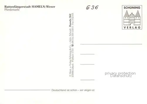 AK / Ansichtskarte Hameln_Weser Rattenfaengerstadt Pferdemarkt Altstadt Historische Haeuser Hameln Weser