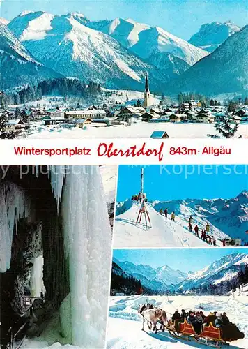 AK / Ansichtskarte Oberstdorf Winterpanorama Allgaeuer Alpen Wintersportplatz Pferdeschlitten Schlucht Oberstdorf