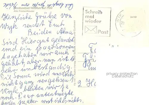 AK / Ansichtskarte Nieblum Alte Friesenhaeuser Nieblum