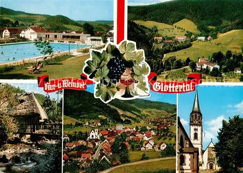 AK / Ansichtskarte Glottertal Teilansichten Kur  und Weinort im Schwarzwald Freibad Kirche Glottertal