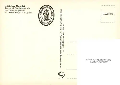 AK / Ansichtskarte Maria_Eck Kloster mit Wallfahrtskirche Fliegeraufnahme Maria_Eck