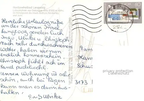 AK / Ansichtskarte Langeoog_Nordseebad Nordseeinsel Insel Baltrum Norderney und Juist Fliegeraufnahme Langeoog_Nordseebad