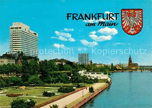 AK / Ansichtskarte Frankfurt_Main Mainufer mit Hotel Interkontinental Frankfurt Main