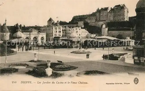 AK / Ansichtskarte Dieppe_Seine Maritime Les Jardins du Casino et le vieux chateau Dieppe Seine Maritime