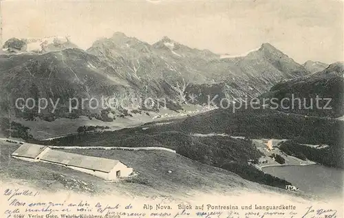 AK / Ansichtskarte Pontresina mit Languardkette und Alp Nova Pontresina