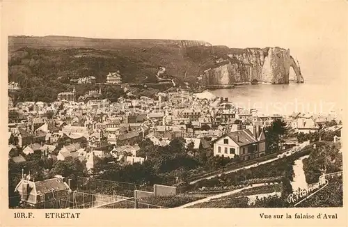 AK / Ansichtskarte Etretat Vue sur la falaise d Aval Etretat