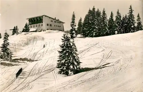 AK / Ansichtskarte Hausham Stumpfling Berghotel mit Lyra Skiabfahrt Wintersportplatz Hausham