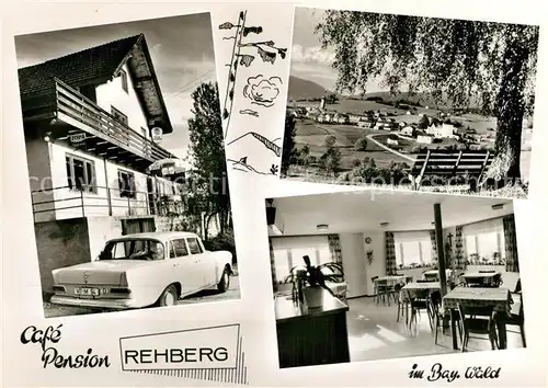 AK / Ansichtskarte Drachselsried Cafe Pension Rehberg Ruhebank Landschaftspanorama Drachselsried