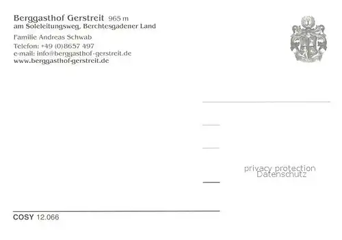 AK / Ansichtskarte Ramsau_Berchtesgaden Berggasthof Gerstreit am Soleleitungsweg Berchtesgadener Land Alpen Ramsau Berchtesgaden