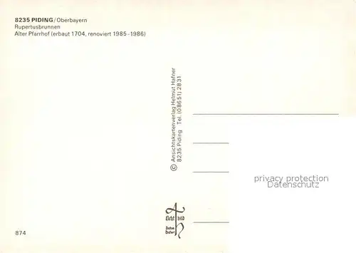 AK / Ansichtskarte Piding Rupertusbrunnen Alter Pfarrhof 18. Jhdt. Piding