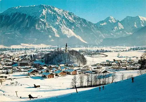 AK / Ansichtskarte Ruhpolding Gesamtansicht mit Rauschberg und Sonntagshorn Chiemgauer Alpen Winterlandschaft Ruhpolding