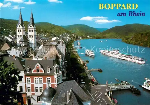 AK / Ansichtskarte Boppard_Rhein Panorama Rheinschifffahrt Boppard Rhein