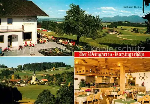 AK / Ansichtskarte Prien_Chiemsee Gasthof Der Weingarten Ratzingerhoehe Landschaftspanorama mit Hochgern Chiemgauer Alpen Prien Chiemsee