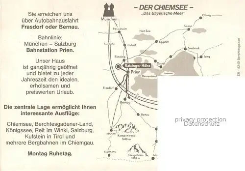 AK / Ansichtskarte Prien_Chiemsee Gasthof Der Weingarten Ratzingerhoehe Landschaftspanorama mit Hochgern Chiemgauer Alpen Prien Chiemsee