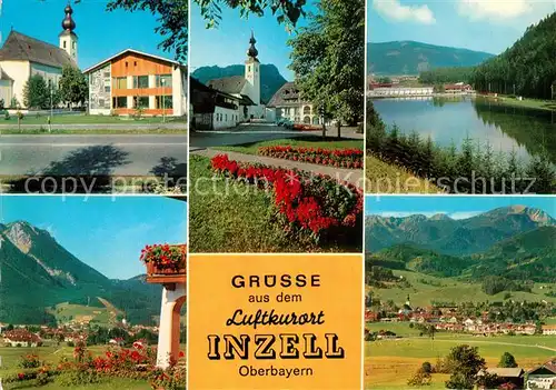 AK / Ansichtskarte Inzell Haus des Gastes Dorfplatz Schwimmbad Zwingsee Rauschberg Hochfelln Alpen Inzell