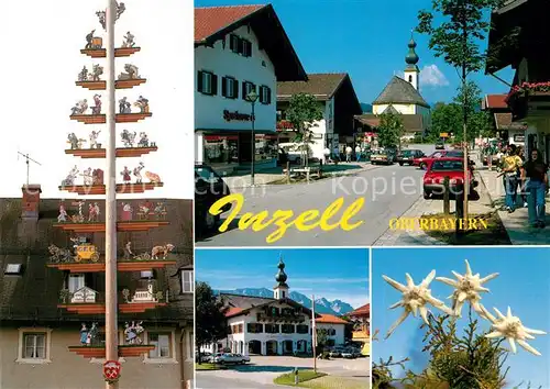 AK / Ansichtskarte Inzell Ortsmotiv mit Kirche Edelweiss Maibaum Inzell