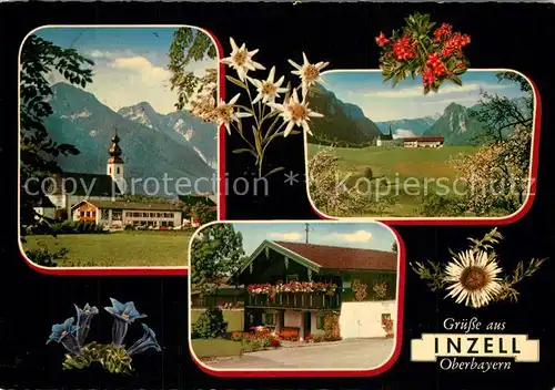 AK / Ansichtskarte Inzell Motiv mit Kirche Landschaftspanorama Alpen Alpenflora Inzell