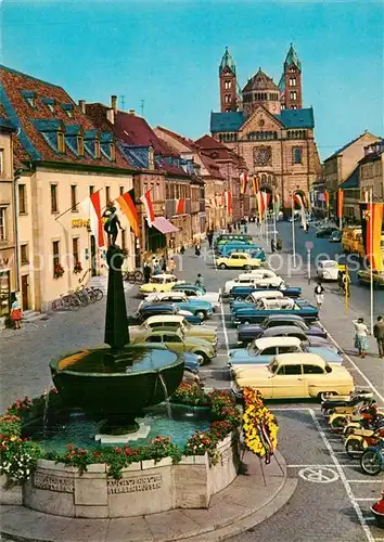 AK / Ansichtskarte Speyer_Rhein Brunnen Innenstadt Blick zum Dom Speyer Rhein