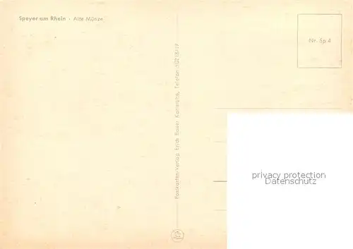 AK / Ansichtskarte Speyer_Rhein Alte Muenze Speyer Rhein