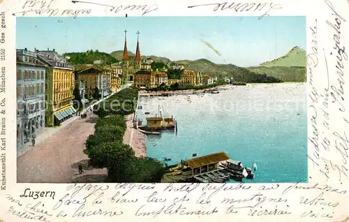AK / Ansichtskarte Luzern_LU Hafen Panorama Luzern_LU