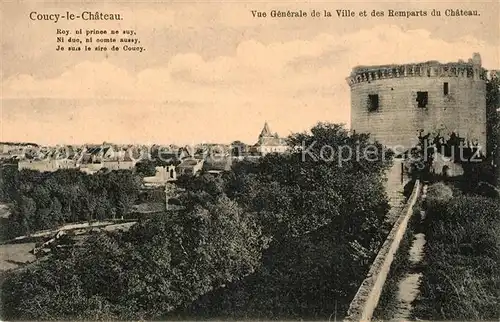 AK / Ansichtskarte Coucy le Chateau Auffrique Vue generale de la Ville et des Remparts du Chateau Coucy le Chateau Auffrique