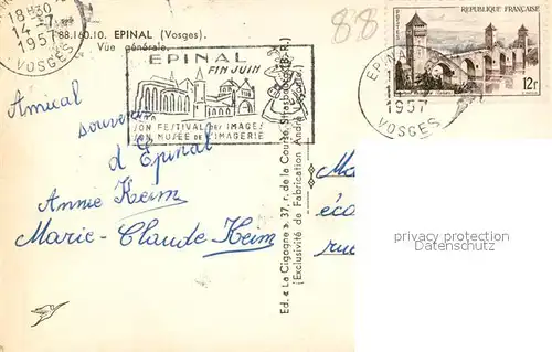 AK / Ansichtskarte Epinal_Vosges Vue generale Epinal Vosges