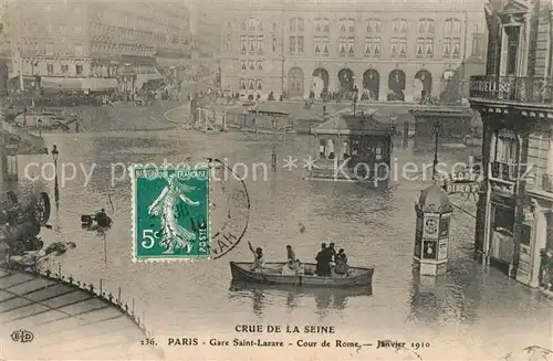 AK / Ansichtskarte Paris Gare Saint Lazare Crue de la Seine Paris